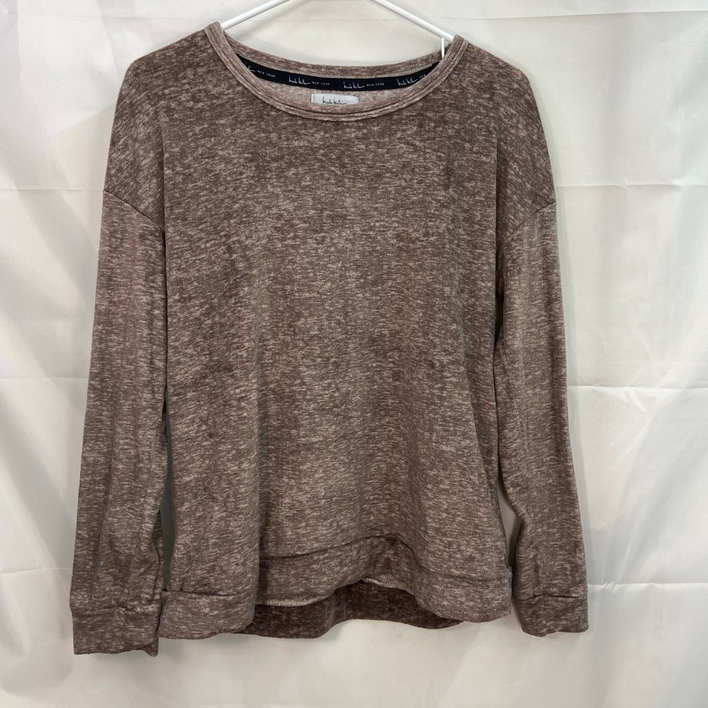 Nicole Miller New York women's brown soft fleece‎ lounge pajama stretch top M